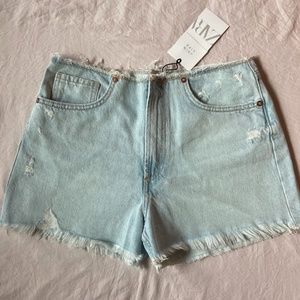 zara mid-rise shorts frayed waist